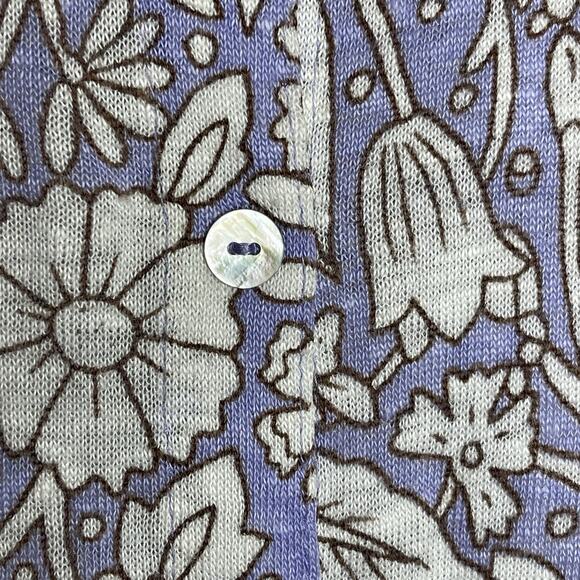 Rachel Ashwell Purple Floral Linen Top Asymmetrical Button Back Cottagecore M - Picture 3 of 8